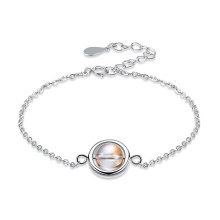 Simple Quality Sterling Silver Bracelet with Rotatable Crystal